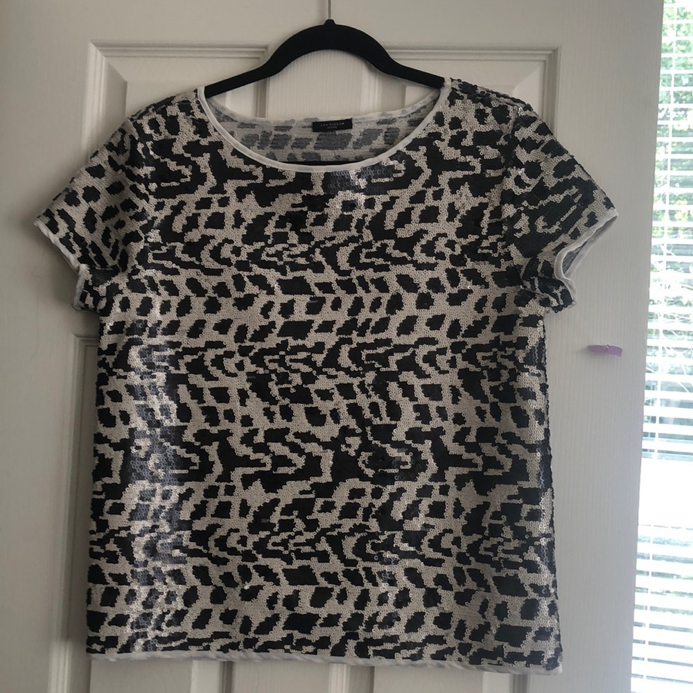 Ann Taylor sequined animal print top